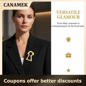 【 CANAMEK 】 Elegant Hollow Keyhole Brooch For Women Trendy Fashion Jewelry Gift Commute Party Daily Wear Accessories