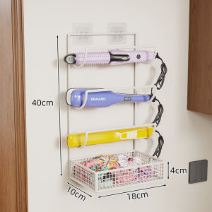 Hair Dryer Holder Wall Mounted No Drill Waterproof Steel Storage Rack Bathroom Rak Simpanan 吹风机支架