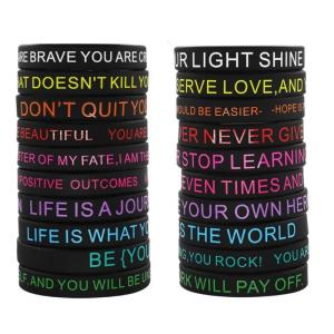 20Pieces Inspirational Silicones Bracelets with Motivational Quote Multiple Colored Wristbands for Kids and Adults