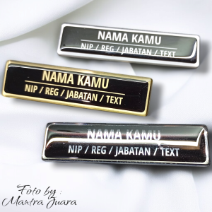 Nama Dada Magnet - Papan Nama Dada - Kuningan Stainless Akrilik - Magnet