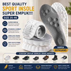 Insole Sepatu Foam Empuk High Elastic Breathable Sol Sepatu Olahraga shock absorption