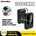 PowerBank 20000 mAh Mini Dengan 4 Kabel Fast Charging 20000mah Kapasitas besar powerbank Fast Charge Power Bank. 