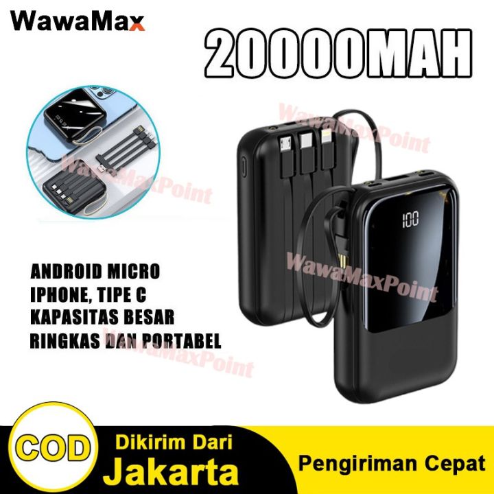 PowerBank 20000 mAh Mini Dengan 4 Kabel Fast Charging 20000mah Kapasitas besar powerbank Fast Charge Power Bank