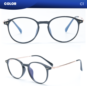 IOOI Eyewear -  Kacamata Bulat Titanium Lentur Bisa Minus Anti Radiasi Blueray Pria Wanita 1019