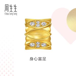 CHOW SANG SANG 周生生 999 24K Gold Lustrous Totem Diamond Charm Bracelet for Women 95691C ICONIC (Bracelet Not Included)