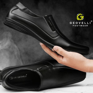 Oxford Black | Sepatu Pantofel Hitam Kulit PuPria Casual Kerja Cowok Kantor Original Laki | GEOVELLI FOOTWEAR