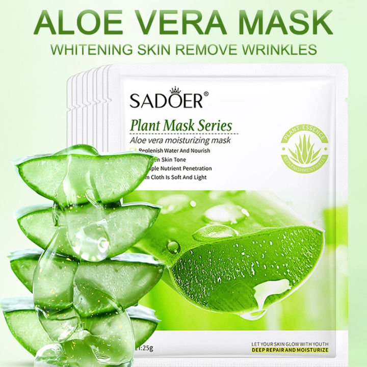 Aloe Vera Mask Sheet Moisturizing Soothing Shrink Pores Whitening