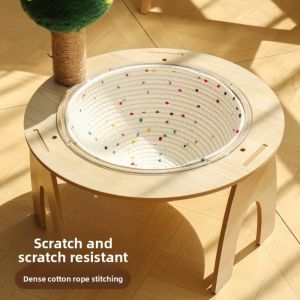 MILDPETAL Cotton Rope Woven Round Nest Pad Removable Breathable Climbing Frame  Washable Capsule Cat Bed Mat Four Seasons