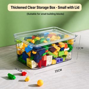 【Lucky Home】 Clear Toy Storage Box with Lid Stackable Dustproof Organizer for Building Blocks Plush Toys Books Snacks