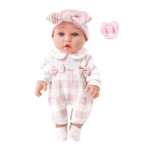 30cm Poseable Baby Doll Reborns Toy with Jumpsuit Bowknot Headband Educational Toy Children Grandma Parenting Game Toy