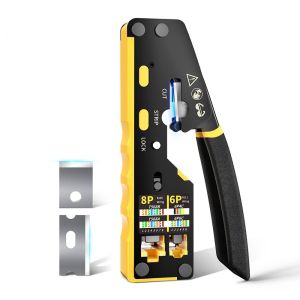 Cat7 Cat6 Cat5e 6P8P RJ45 Crimping Tool Pass Through Set Terminal Crimper Pliers With Cutter For RJ45 Modular Connector Wire Tools Multi-purpose Crimper Tools Set Heavy Duty