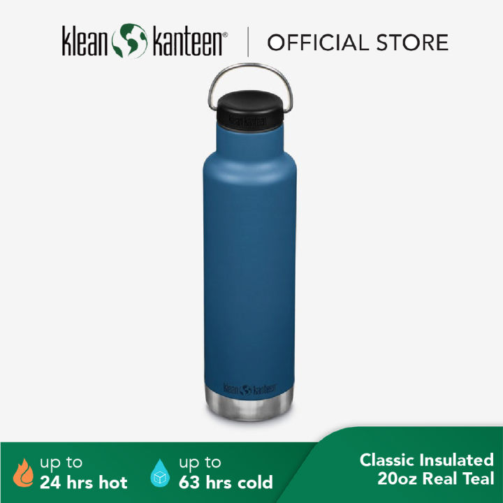 Klean Kanteen Classic Insulated Stainless Steel Tumbler with Loop Cap, Narrow Mouth 20oz Real
