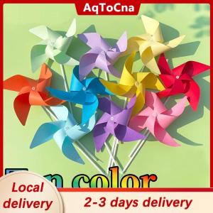 [COD] AqToCna Ship within 24 hours 10Pcs Outdoor Handmade DIY ﻿Decorational Pinwheel Colorful 4 Leaves Paper Windmill For Yard And Garden
