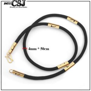 DÂY CHUYỀN DÙ ĐEN BỌC KHOANH INOX MẠ VÀNG đẹp mà chất