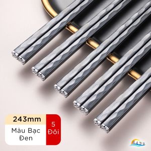 [Set 5 Đôi] Đũa Hợp Kim Kiểu Nhật HADU Đầu Bọc Kim Loại Họa Tiết Hoa Đũa Sợi Thủy Tinh Cao Cấp Chống Mốc Kháng Khuẩn Chống Trơn Trượt Dùng Cho Máy Rửa Bát