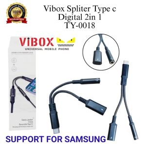 Vibox Splitter Audio Cable TY-0018 2in1 Type C To Jack 3.5mm + Type C Quick Charging Original ic Digital Compatible All Series Smartphone