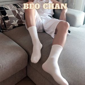 Tất Cổ Cao Vớ Trơn Nam Màu Đen Trắng Phong Cách Basic Tất Công Sở Đi Giày Tây Cotton Cao Cấp Beo Chan