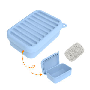 Portable Travel Soap Case Silicone Soap Box With Drainage Lid/Layer Leak Proof Travel Soap Container