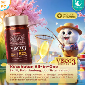 Olive Care Vitamin Minyak Ikan Kucing VISCO3 Murni & Alami Non-GMO Tinggi Omega 3 Omega 6 Omega 9 Fish Oil untuk Kesehatan Kulit Dan Bulu GPO