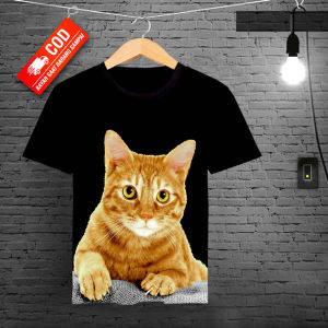 Kaos Motif Kucing Oren / Kaos Pria Dewasa / Kaos DIstro Pria