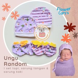 Topi kupluk bayi set sarung tangan sarung kaki bayi perlengkapan tidur bayi baby mitten set