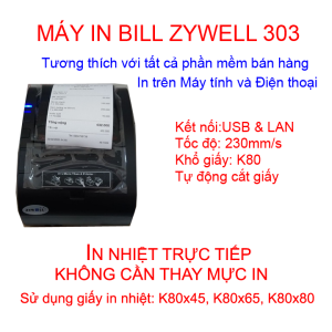 Máy in hoá đơn Zywell  in trên máy tính và Điện thoại in hóa đơn in bếp in chế biến.