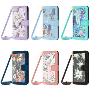 Emboss Flower Cards Solt Wallet Leather Case for Samsung A14 A52 A33 A34 A23 A54 A04 A24 S21 S22 Plus S23 Ultra Crossbody Cover