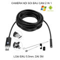 Camera nội soi 5.5mm đầu kết nối 2 trong 1 (hỗ trợ điện thoại Android và máy tính). 