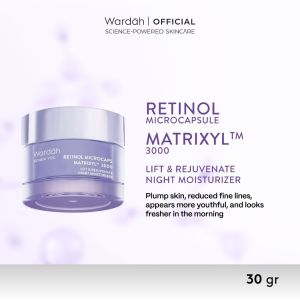 Wardah Retinol Microcapsule Matrixyl 3000 Lift & Rejuvenate Night Moisturizer 30gr Plump Skin Reduce Fine Lines Anti-Aging Overnight Facial Cream for Youthful Fresh Skin