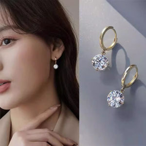 Fashionable Ring Gift 爆闪锆石吊坠圈圈耳环女新款高级感轻奢小众独特耳坠耳扣精致耳圈