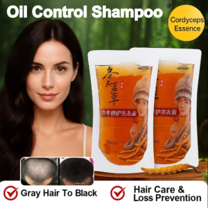 Cordyceps Oil Control Shampoo Anti Dandruff Itch Relief For Oily Hair Volumizing Nourishing Repairing Black Hair Shampoo 300ml