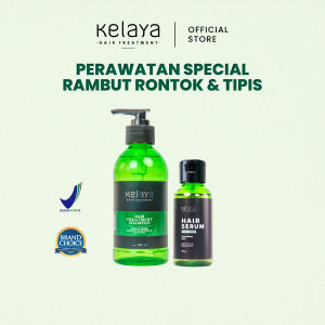 Kelaya Shampoo Anti Ketombe dan Rontok 250ml Hair Care Kulit Kepala Berminyak + Hair Serum 100ml Vitamin Penumbuh Rambut Cepat