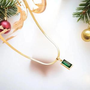 MillionGrid 1 Bộ thép không gỉ hình chữ nhật màu xanh lá cây pha lê zircon Mặt dây chuyền vòng cổ bông tai cho phụ nữ thời trang Đảng Bộ đồ trang sức