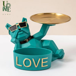 UoneHome พร้อมส่ง H004 ของแต่งบ้าน กล่องบลูด็อก LOVE รูปปั้นเรซิน ของขวัญวันเกิด ของแต่งโต๊ะ ดีไซน์สร้างสรรค์