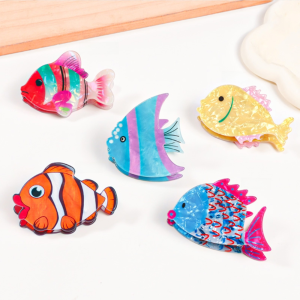 CHCA รูปสัตว์ คลอว์ผมปลา สร้างสรรค์ ไม่ลื่น คลิปหนีบ PVC ตลก ซีรีส์มหาสมุทร คลิปฉลามขนาดใหญ่ ผู้หญิง