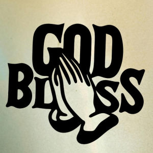 God Bless With Praying Hands Sticker for Motorcycle Decals Waterproof Stickers Christian Motor Decal