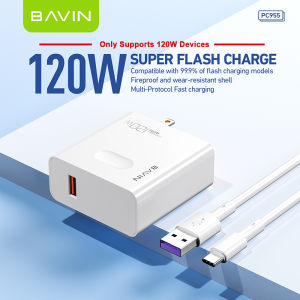 BAVIN PC955 Super Fast Charging Adaptor w/ Charger Set 1 Meter Type-C Cord Compatible for 120W Huawei Vivo Oppo