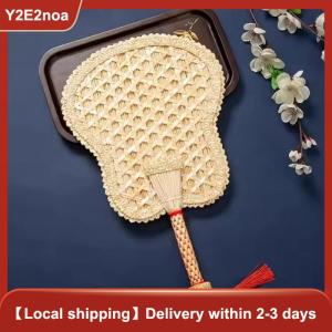 【Y2E2noa】 1Pcs Round Natural Pushan Environmentally Friendly Chinese Style Decorative DIY Woven Fan Cooling Fan Home Decoration Hand Fans