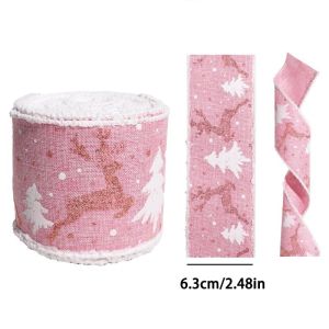 Christmas Ribbon Garland Craft Tape Satin Fabric Wired Edge Tree Decor Gift Wrap Diy Bow