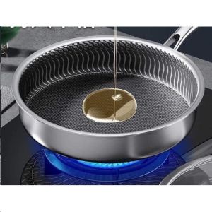 Chảo siêu chống dính size32cm họa tiết vân tổ ong đáy bằng G01 chất liệu Inox 304 GrownTech