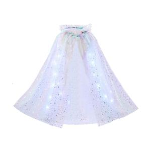 Girls Light Up Tulle Princess Cape with LED Lights Halloween Dress Up Cloak for Birthday Party Carnivals Party Supply