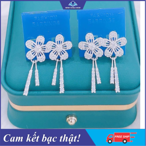 Bông tai hoa bạc mẫu mới siêu xinh bông tai bạc nữ bông tai hình hoa bông tai bạc hoa