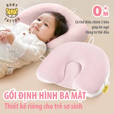 Gối Định Hình Đầu Cố Định Đầu BABY TATTOO Có Thể Điều Chỉnh Chống Bẹt Đầu Méo Đầu Cho Bé Sơ Sinh Từ 0 Tháng Tuổi