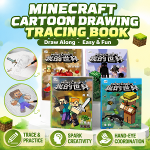 Buku Lukisan Kartun Cartoon Drawing Tracing Book Cartoon Sketch Coloring Book Kid Pixel Art Painting