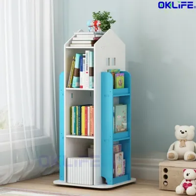 [OKLIFE®]360° Rotating household student bookcase childrens floor bookcase book rack Books Organizer For Kids