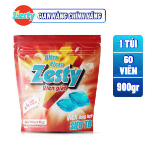 Túi Zip 60 Viên Nước Giặt Xả Zesty 5 Trong 1 An Toàn Tiện Lợi Tiết Kiệm Gọn Nhẹ