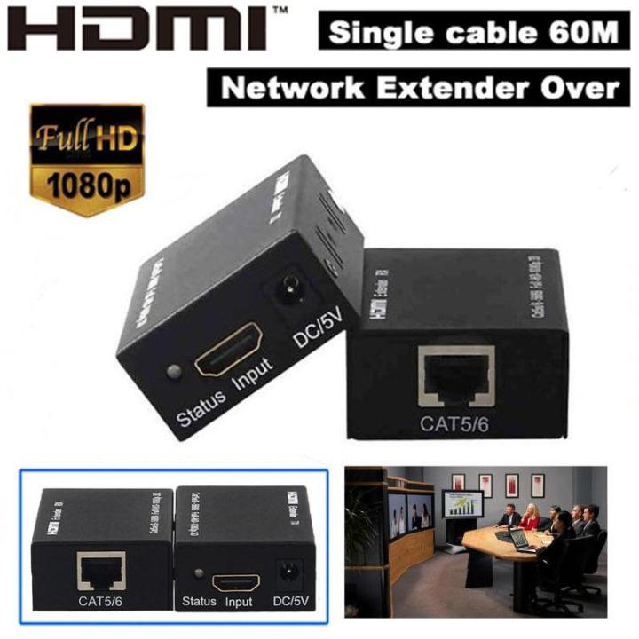 HDMI Network Extender Adapter 1080P to 60M Over RJ45 Cat6 7 Ethernet Cable  IR 3D