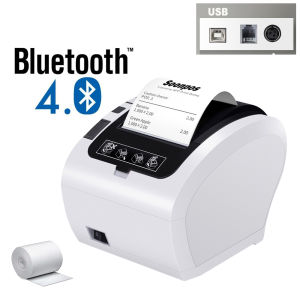 (Local delivery)Bluetooth Auto-Cutter USB Ethernet Receipt POS Printer 58mm 80mm Thermal Printer Compatible With Windows and Mac Support Cash Drawer POS Machine Wall-mount Work on kitchen Retail Mall