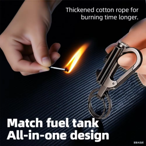 Metal Keychain Lighter Multi Function Refillable Waterproof Flint Fire Starter Bottle Opener Outdoor Survival Camping Hiking