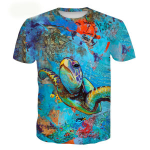 [Local Stock] HBESTY Halloween Christmas Tortoise Fish Pattern T-Shirt For Men Marine Animals 3D Printed Tees Summer Casual Short Sleeves Kids T Shirts Women O-Neck Tops